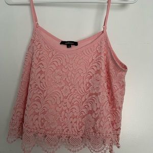 Cropped Pink Lace Tank// size medium